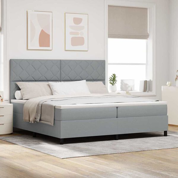 vidaXL Letto a molle con materasso Grigio chiaro 200 x 200 cm Tessuto