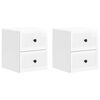 vidaXL Mobiletto da notte a muro 2 pcs Bianco Lucido 33 x 34,5 x 40 cm
