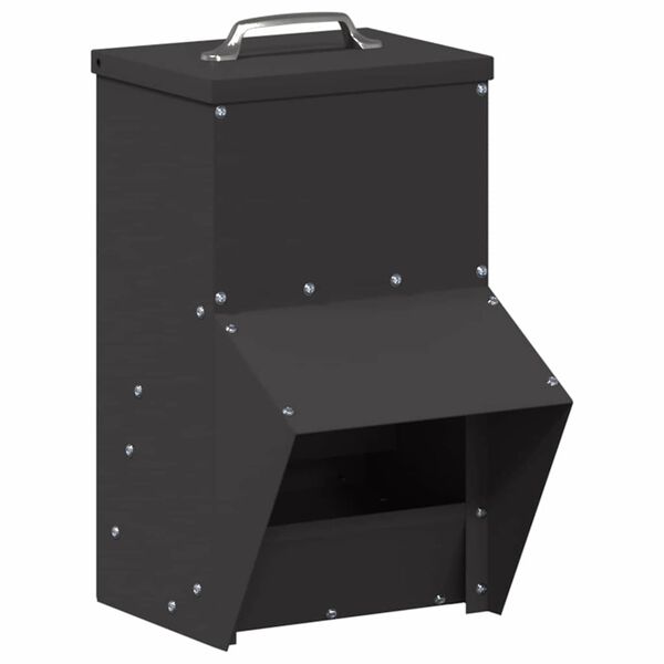 vidaXL Feeder per pollo Nero 20 x 25 x 35 cm Acciaio laminato a freddo