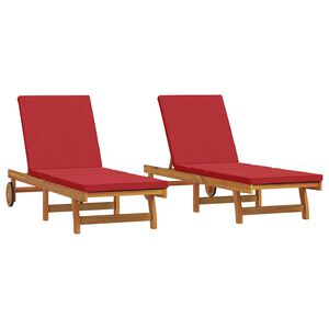vidaXL Lettino da sole 2 pcs Marrone Legno di Acacia Massello