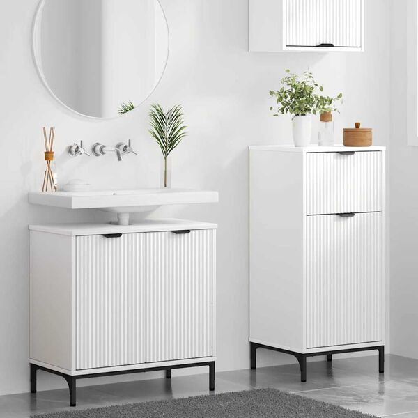 vidaXL Set di mobili per il bagno con cassetto con porta 2 pcs Bianco