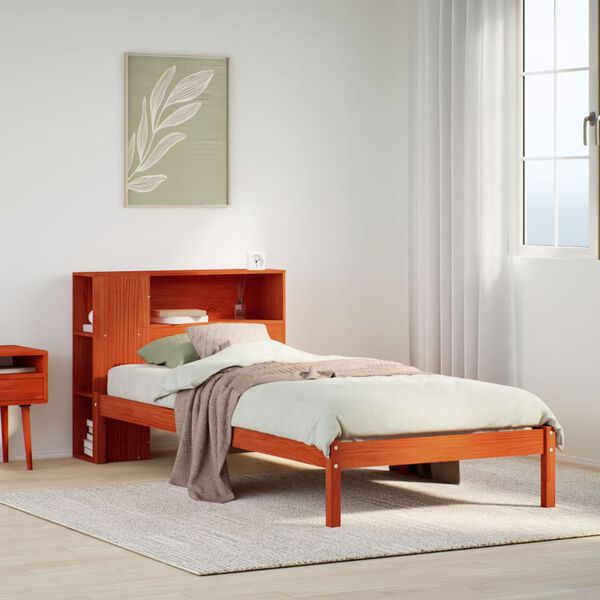 vidaXL Letto Libreria senza Materasso Marrone Cera 75x190 cm in Pino