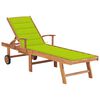 vidaXL Lettino Prendisole e Cuscino in Massello Teak Verde Brillante