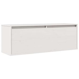 vidaXL Pensile Bianco 100x30x35 cm in Legno Massello di Pino