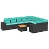 vidaXL Set Divani da Giardino 10 pz con Cuscini Nero in Polyrattan