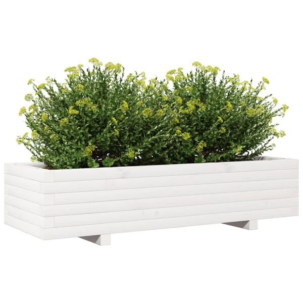 vidaXL Fioriera da Giardino Bianca 110x40x26,5 cm in Legno di Pino