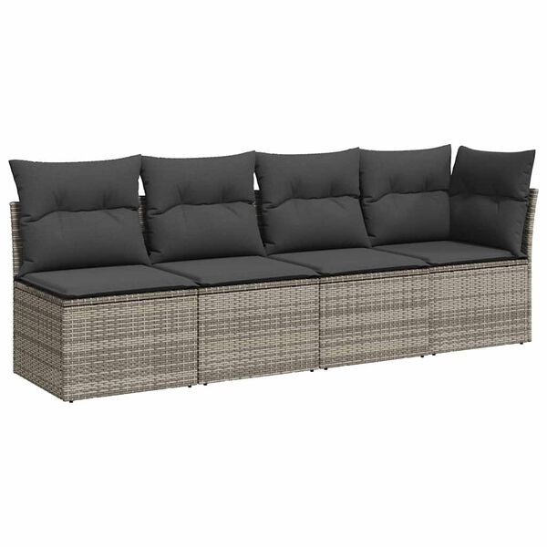 vidaXL Set Divano da Giardino 8 pz con Cuscini Grigio in Polyrattan