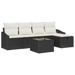 vidaXL Set di divani con cuscino con archiviazione Nero polyrattan