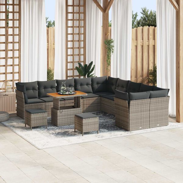 vidaXL Set Divano da Giardino 13 pcs Grigio polyrattan