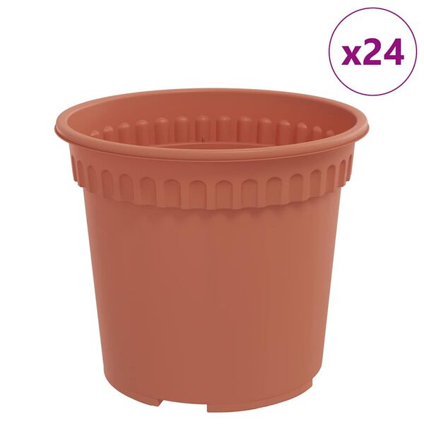 vidaXL Vaso Rotondo per Fiori 24 pcs Rosso Mattone &Oslash; 15 x 12 cm