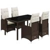 vidaXL Set Bistr&ograve; da Giardino 5 pz con Cuscini in Polyrattan Marrone