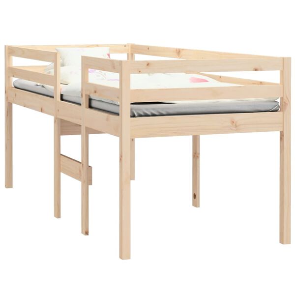 vidaXL Letto a Soppalco 75x190 cm in Legno Massello di Pino