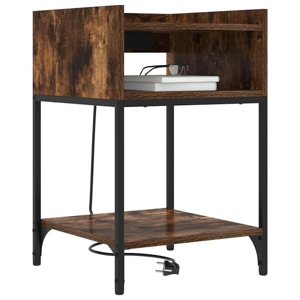 vidaXL Armadio da Notte Rovere fum&eacute; 40 x 40 x 61 cm Legno multistrato