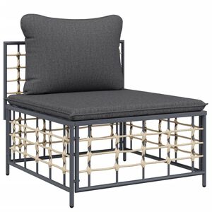 vidaXL Divano Centrale da Giardino con Cuscini Polyrattan Grigio Scuro
