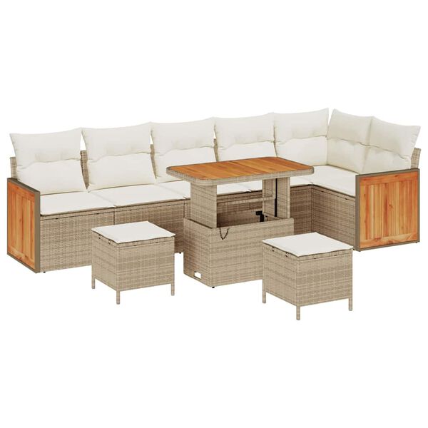 vidaXL Set Divano da Giardino 11 pcs Beige e Crema polyrattan