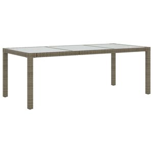 vidaXL Tavolo Giardino Grigio 190x90x75 cm Vetro Temperato Polyrattan