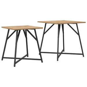 vidaXL Set tavolini 2 pz Rovere Artigianale e Nero 50 x 50 x 50 cm
