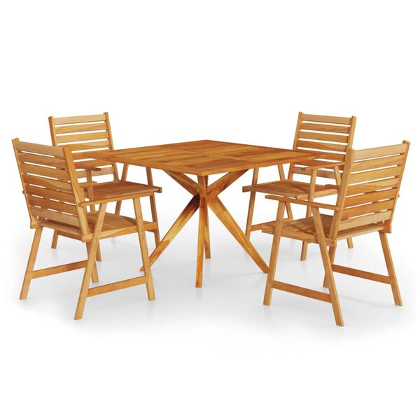 vidaXL Set Mobili da Pranzo per Giardino 5 pz Legno Massello di Acacia