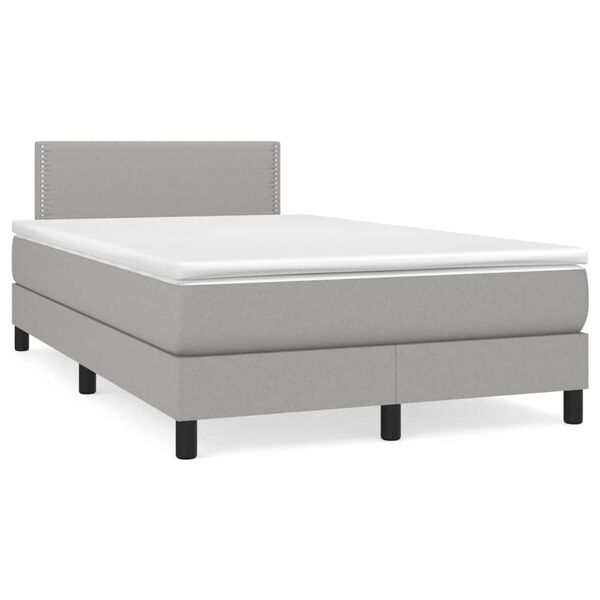 vidaXL Letto a Molle Materasso e LED Grigio Chiaro 120x190 cm Tessuto