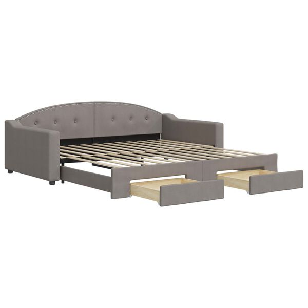 vidaXL Divano Letto Estraibile con Cassetti Tortora 100x200 cm Tessuto