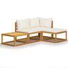 vidaXL Set Divani da Giardino 4 pz con Cuscini Crema in Legno Acacia