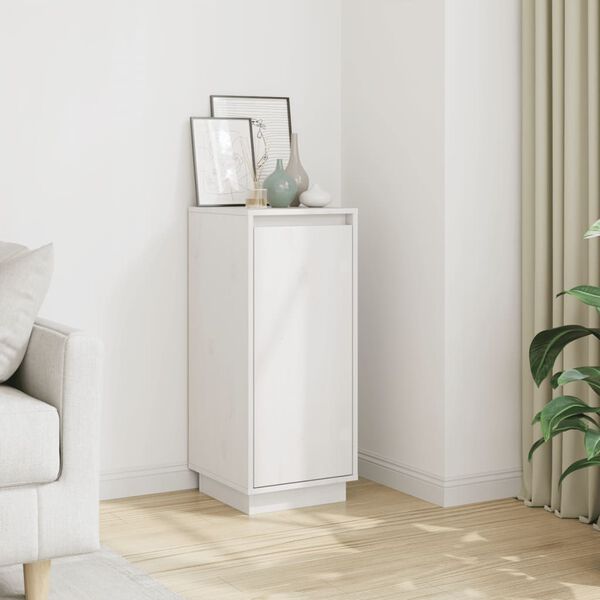 vidaXL Credenza Bianca 31,5x34x75 cm in Legno Massello di Pino