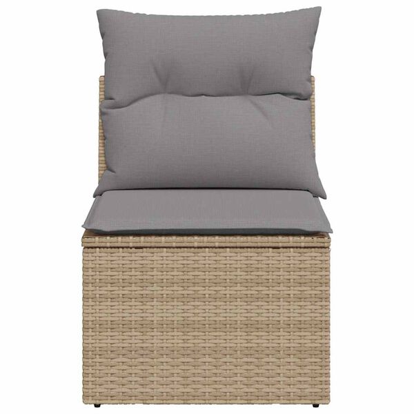 vidaXL Divano Giardino Senza Braccioli con Cuscini Beige in Polyrattan