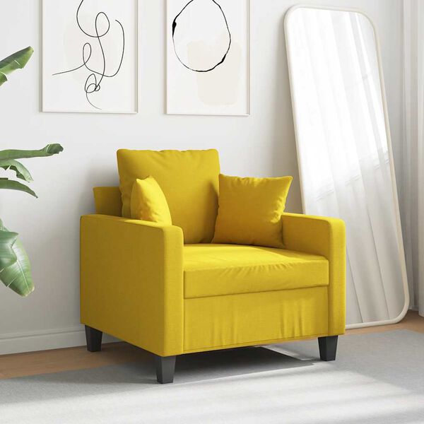 vidaXL Poltrona Giallo Chiaro 60 cm in Tessuto