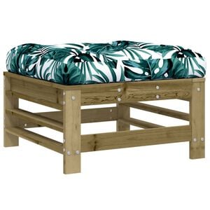 vidaXL Poggiapiedi da Giardino con Cuscino in Legno Impregnato di Pino