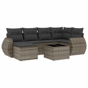 vidaXL Set Divani da Giardino 7 pz con Cuscini Grigio in Polyrattan