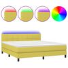vidaXL Letto a Molle con Materasso e LED Verde 160x200 cm in Tessuto