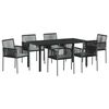 vidaXL Set da Pranzo per Giardino 7 pz Nero Rattan in PE