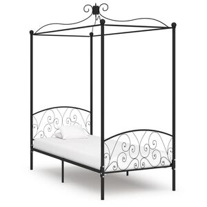 vidaXL Letto a Baldacchino Nero in Metallo 90x200 cm