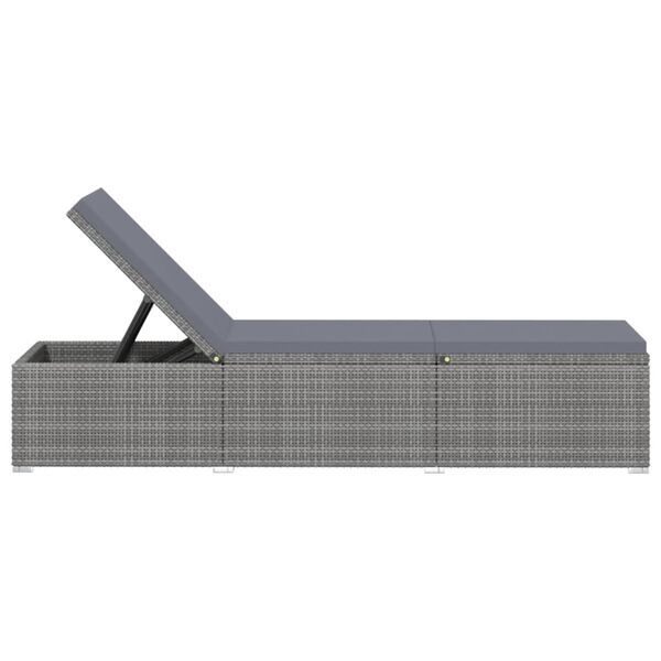 vidaXL Lettino Prendisole con Cuscino in Polyrattan Grigio