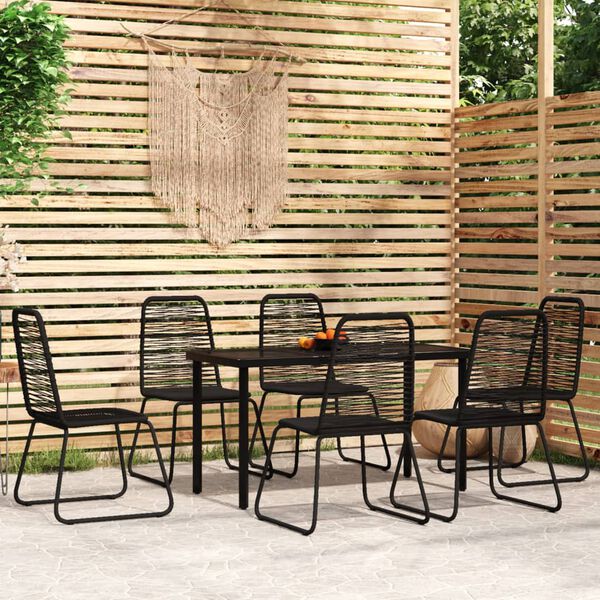 vidaXL Set Mobili da Pranzo per Giardino 7 pz Nero