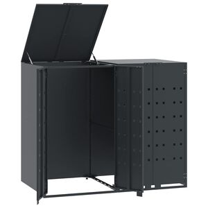 vidaXL Copribidone con Ruote 2 Bidoni Antracite 138x79x117cm Acciaio