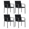 vidaXL Sedie da Giardino con Cuscini 4pz Neri 56x59x84cm in Polyrattan