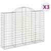 vidaXL Cesti Gabbioni ad Arco 3 pz 200x30x140/160 cm Ferro Zincato