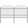 vidaXL Recinzione da Giardino con Punta a Lancia 337x175 cm Nero