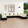 vidaXL Set Salotto da Giardino 9 pz con Cuscini in Polyrattan Nero