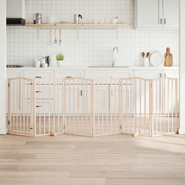 vidaXL Cancelletto per cani con porta pieghevole 6 pannelli 300 cm in legno di pioppo