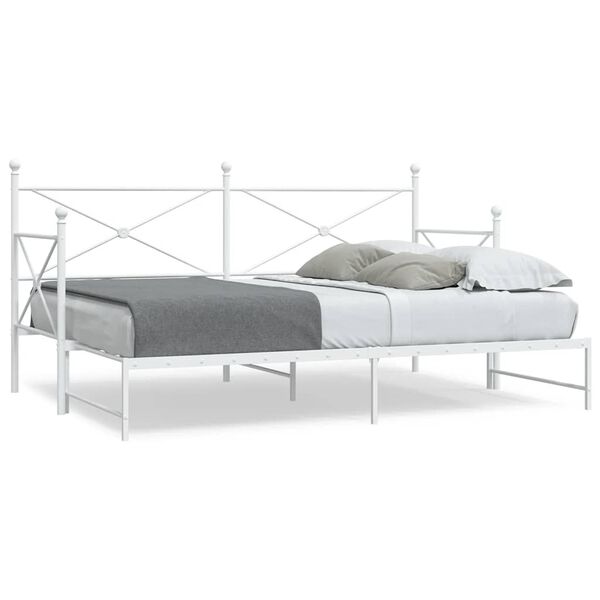 vidaXL Divano Letto Estraibile senza Materasso Bianco 90x200cm Acciaio