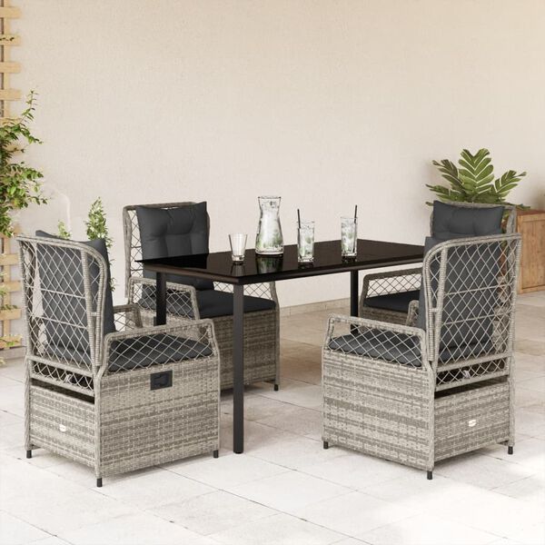 vidaXL Set da Pranzo da Giardino 5 pz con Cuscini in Polyrattan Grigio