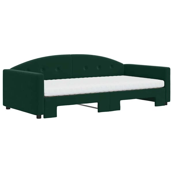 vidaXL Divano Letto Estraibile Materassi Verde Scuro 100x200 Velluto