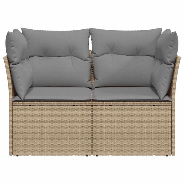 vidaXL Divano da Giardino con Cuscini a 2 Posti Beige in Polyrattan
