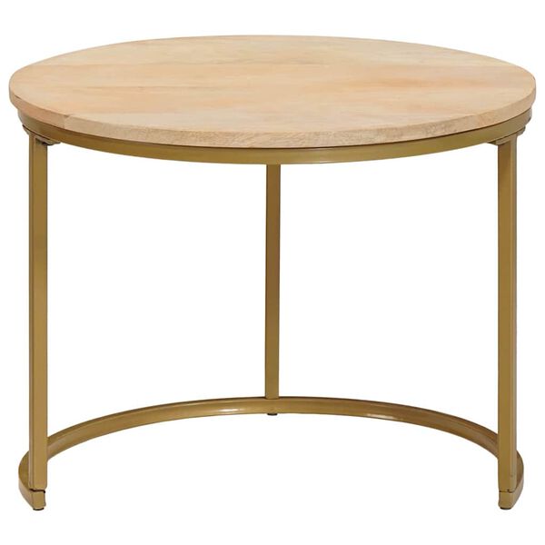 vidaXL Tavoli da Caff&egrave; Nido 2 pcs Legno massello di mango e acciaio