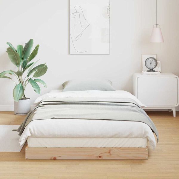 vidaXL Struttura letto a terra Naturale 90 x 210 cm