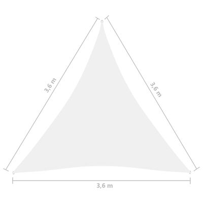 vidaXL Parasole a Vela Oxford Triangolare 3,6x3,6x3,6 m Bianco