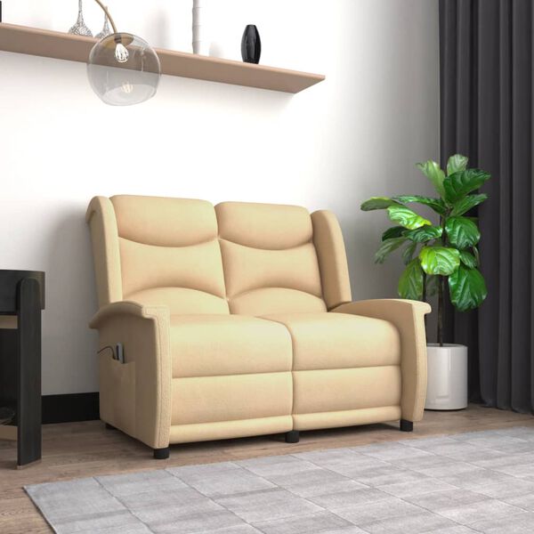 vidaXL Poltrona Massaggiante Reclinabile a 2 Posti Crema Microfibra