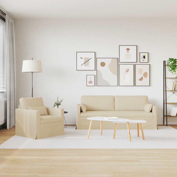 vidaXL Divano 2 pcs Crema